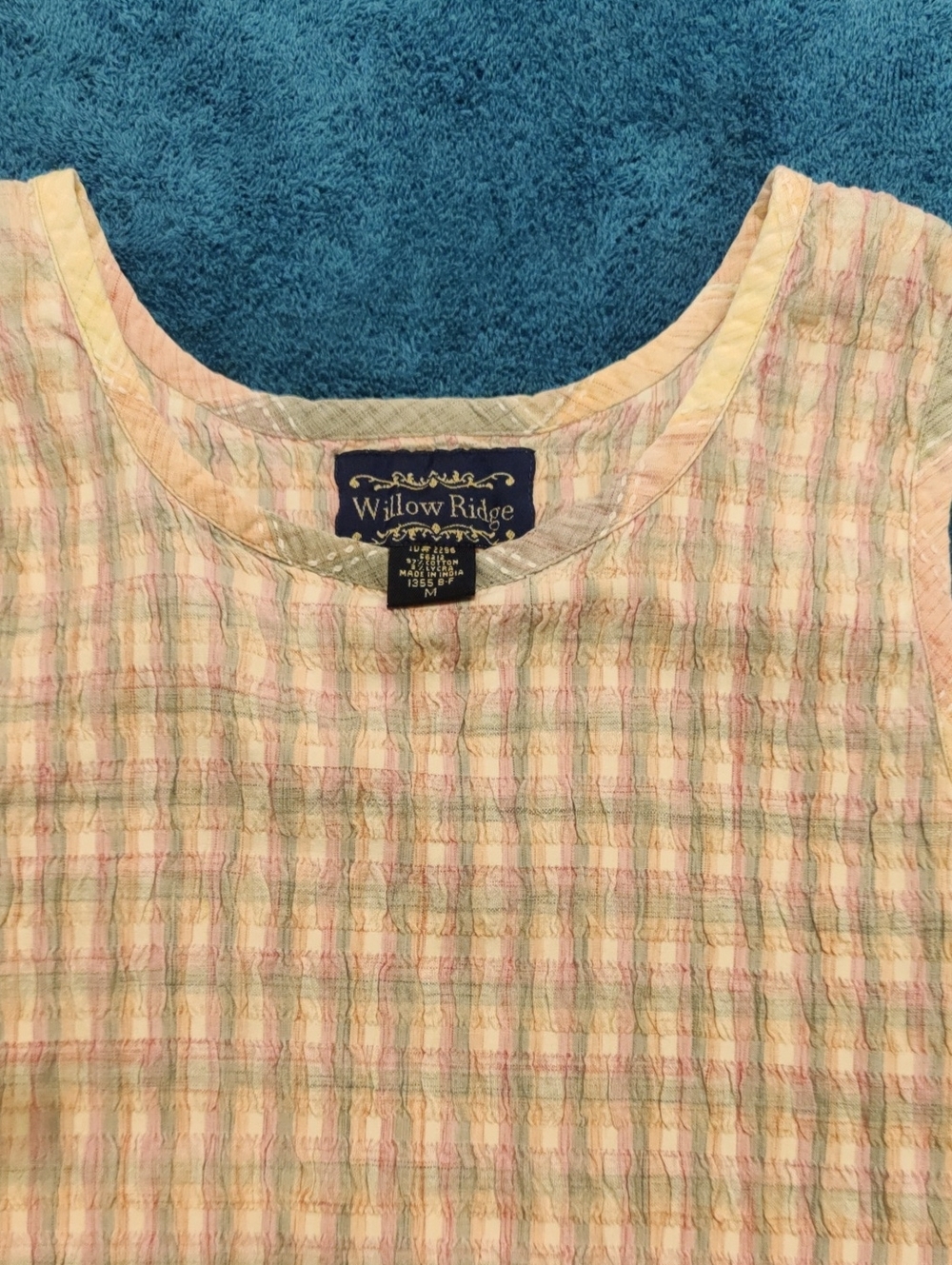 Willow Ridge Pastel Plaid Sleeveless Tank Top - Pink & Cream with Green Accents